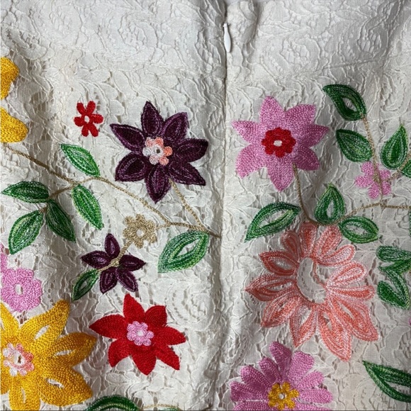 Maeve Anthropologie Ayaka Popcorn Lace Cream Floral Embroidery Skirt - Picture 12 of 16